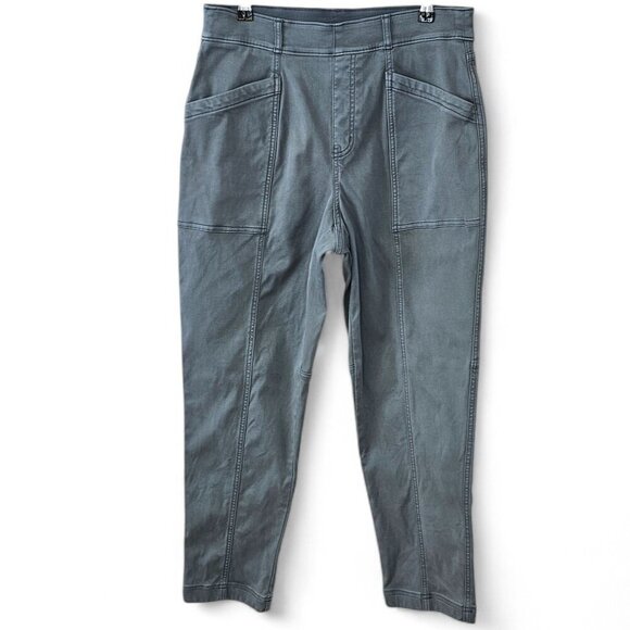 SPANX Womens Stretch Twill Straight Leg Pants, Hazy Blue Gray, Shaping, Size L - Picture 1 of 9